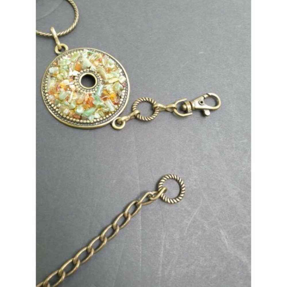 Womens Boho Silver Tone Belt W/ Medallion W/ Crushed Stone Accents Adjustable - Picture 12 of 12